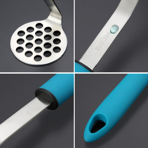 Factory direct sale FDA304 sanded stainless steel potato press silicone handle manual potato press masher