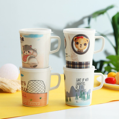 Bamboo fiber children Drinking cup Handle baby Drink plenty of water Cup originality Cups Cartoon mug customized