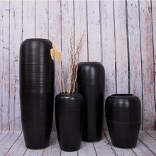 景德镇陶瓷花瓶四件套 黑色大号落地花瓶 纯手工釉色陶瓷花瓶摆件