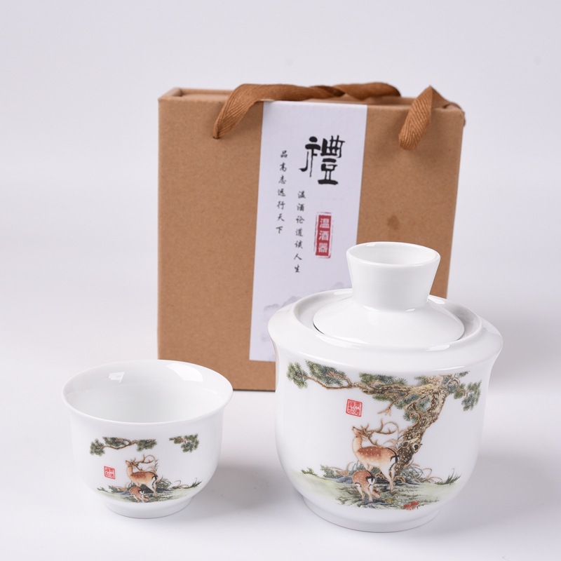 温酒器烫酒壶 陶瓷中式二两半斤烧酒礼盒礼品套装LOGO订制|ms