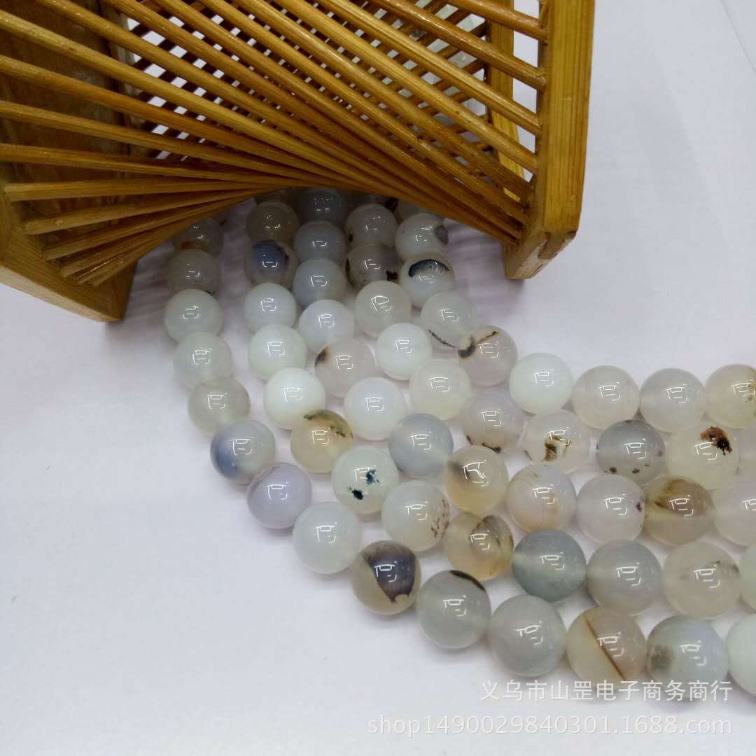 DIY Madagascar Marine chalcedony and agate loose beads, wholesale of semi-finished natural black flower chalcedony and agate beads detail image 7