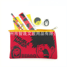厂家生产 防水布拉链笔袋 学生文具套装促销品 铅笔尺子本子套装