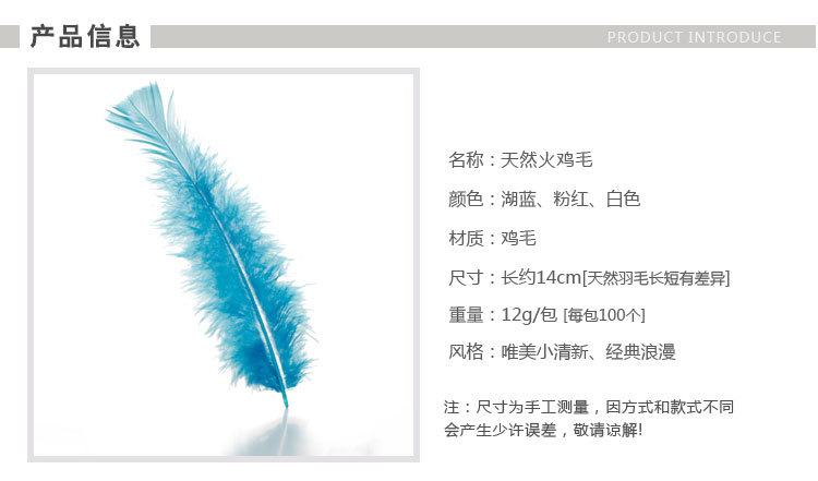 Factory direct supply of colorful Turkey feathers, pointed-tail down and feathers, handcrafted DIY Christmas ball decorations wholesale detail image 3