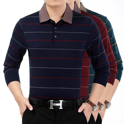 2018秋季新款厂家直销防缩水棉纤维长袖纯色格子针织衫男现货混批|ms