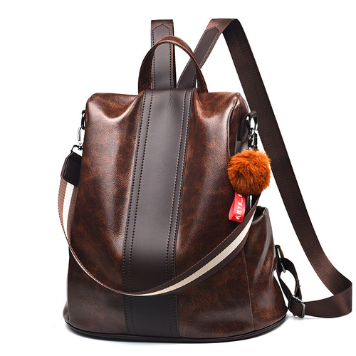 Cross-border bags for women  new fashion large-capacity backpack trendy personality soft leather stitching casual backpack dropshipping
