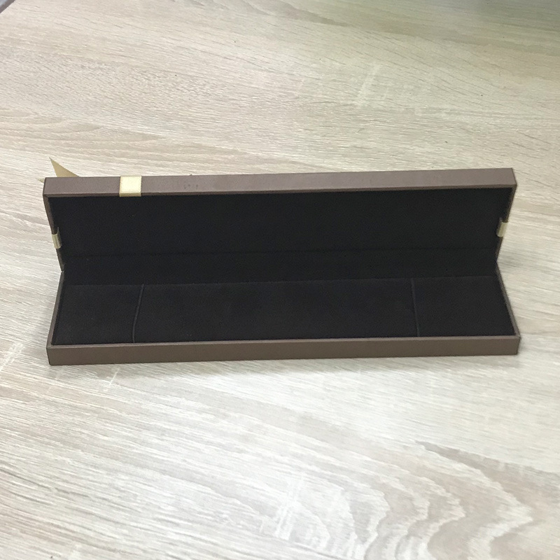 Cuero rectangular larga franela de papel collar pulsera tobillera caja de regalo joyería arco caja de embalaje