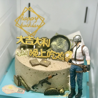 Eat chicken men and women Cake Decoration decorate Decoration baking Jedi survival Garage Kit Model Soldier Animation game image