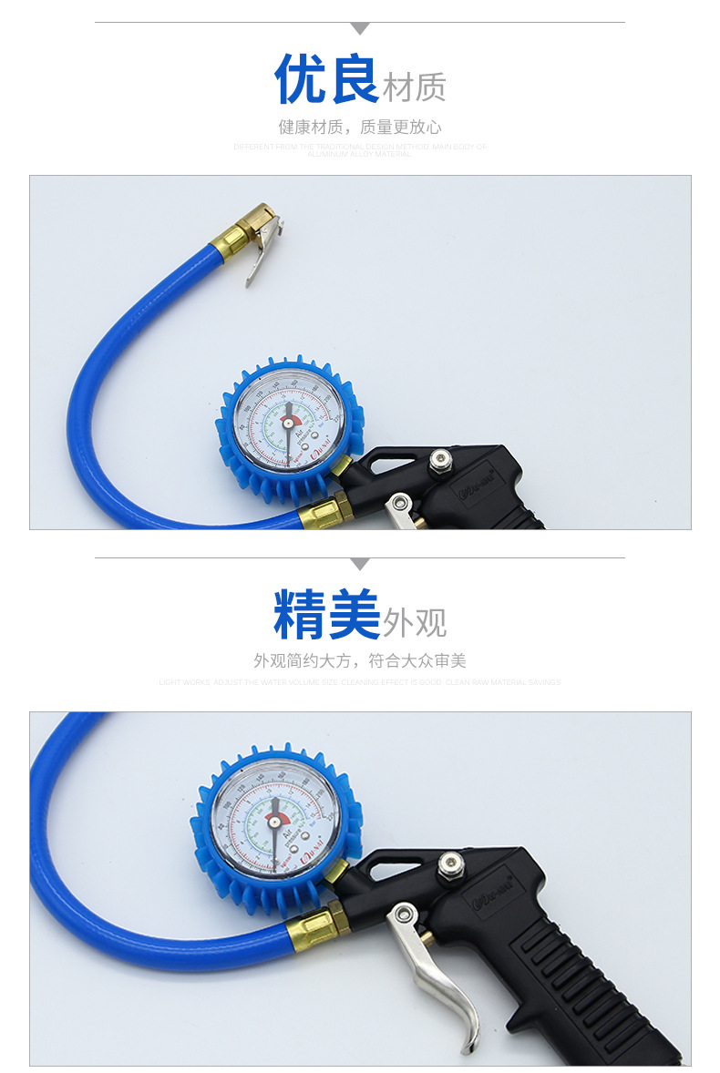 Aluminum Alloy Mechanical Pointer Tire Inflation Gauge Tire Pressure Gun Inflation and Deflation Pressure Measuring Gauge High-Precision Tire Pressure Gauge