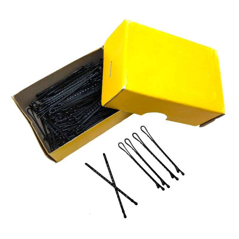 品质款黑色韩版发夹 盘发金属烤漆发饰U型夹发卡 平直波纹一字夹