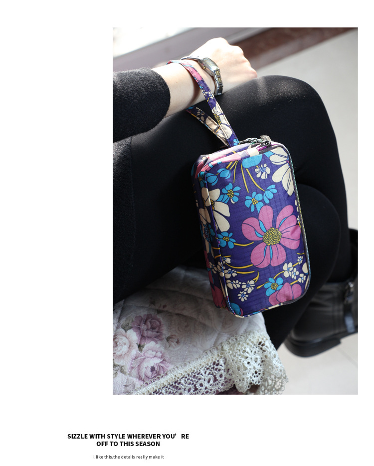 Mujeres Flor Tela Oxford Cremallera Carteras display picture 3