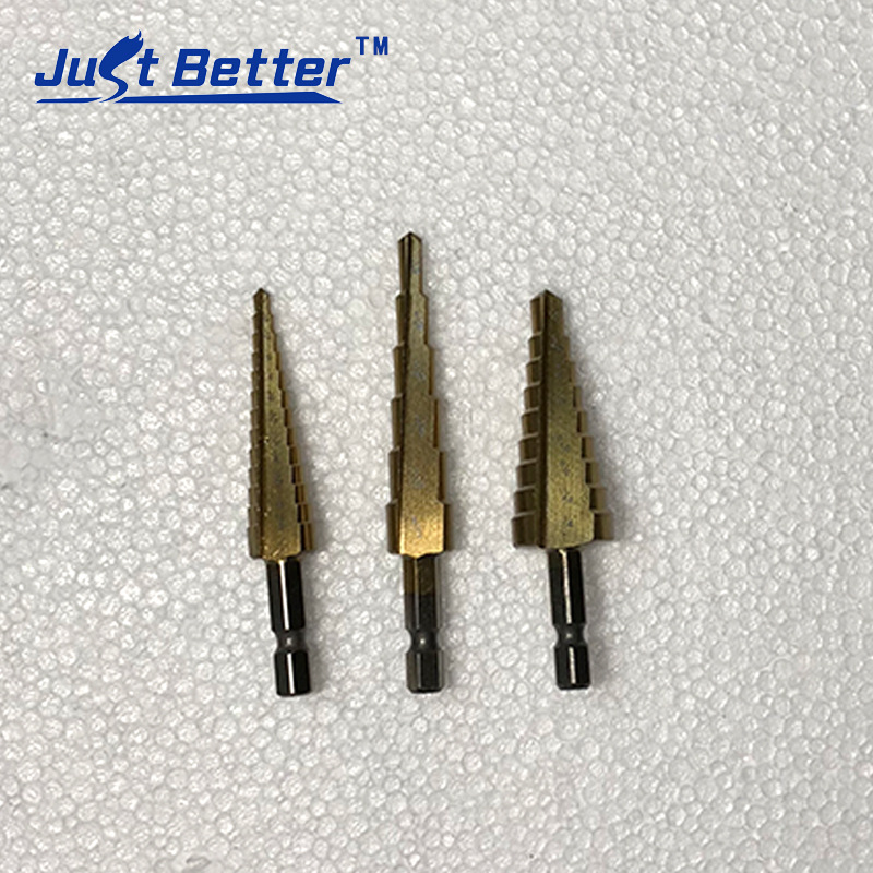 厂家供应钻头高速钢镀钛阶梯宝塔钻英制套装阶梯钻3件套