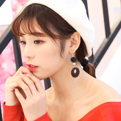 Japanese and Korean Creative Personality Geometric Wooden Earrings for Women: Simple Long-Style Forest System Fresh and Minimalist Geometric Earrings