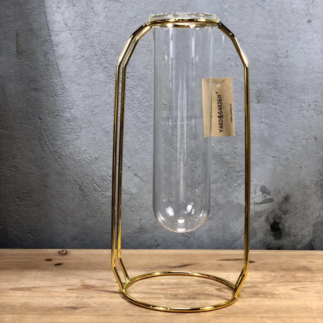INS Minimalist Luxury Glass Hydroponic Metal Vase