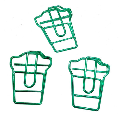 厂家特供创意动漫书签 彩色电镀精美纸票夹 彩镀咖啡杯回形针|ms