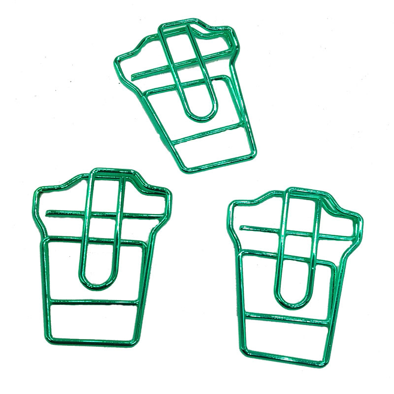 厂家特供创意动漫书签 彩色电镀精美纸票夹 彩镀咖啡杯回形针|ms