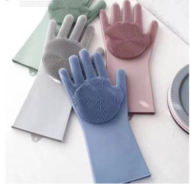 厂家热销硅胶洗碗手套洗碗刷家务手套 防滑隔热耐磨厨房手套批发