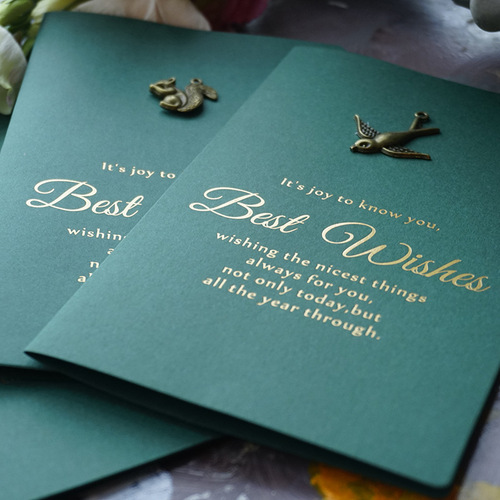 Cross-border DIY handmade retro metal folding hot stamping card Mother’s Day greeting card High-end Teacher’s Day greeting card