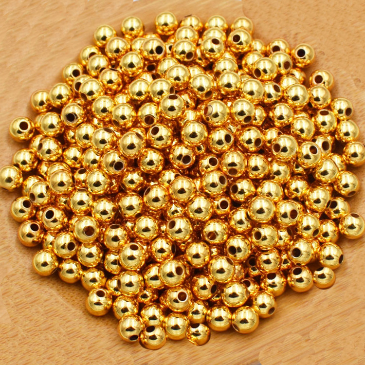 Manufacturers 18K accessories light-facing ball DIY jewelry scattered gold-colored circular jewelry copper vacuum plated gold beads