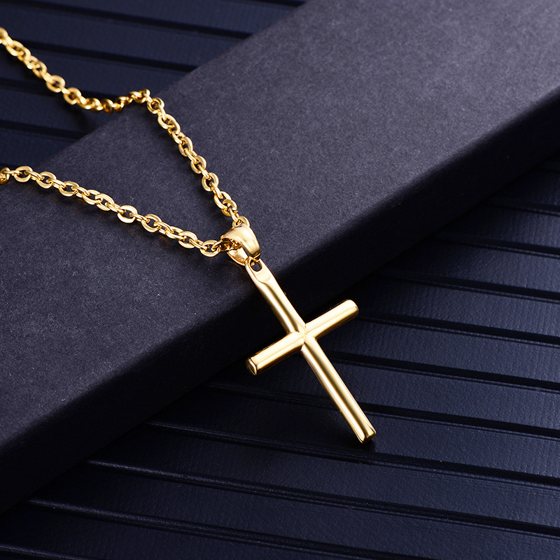 1 Piece Quantity Hip-Hop Retro Cross Titanium Steel Polishing Men's Necklace