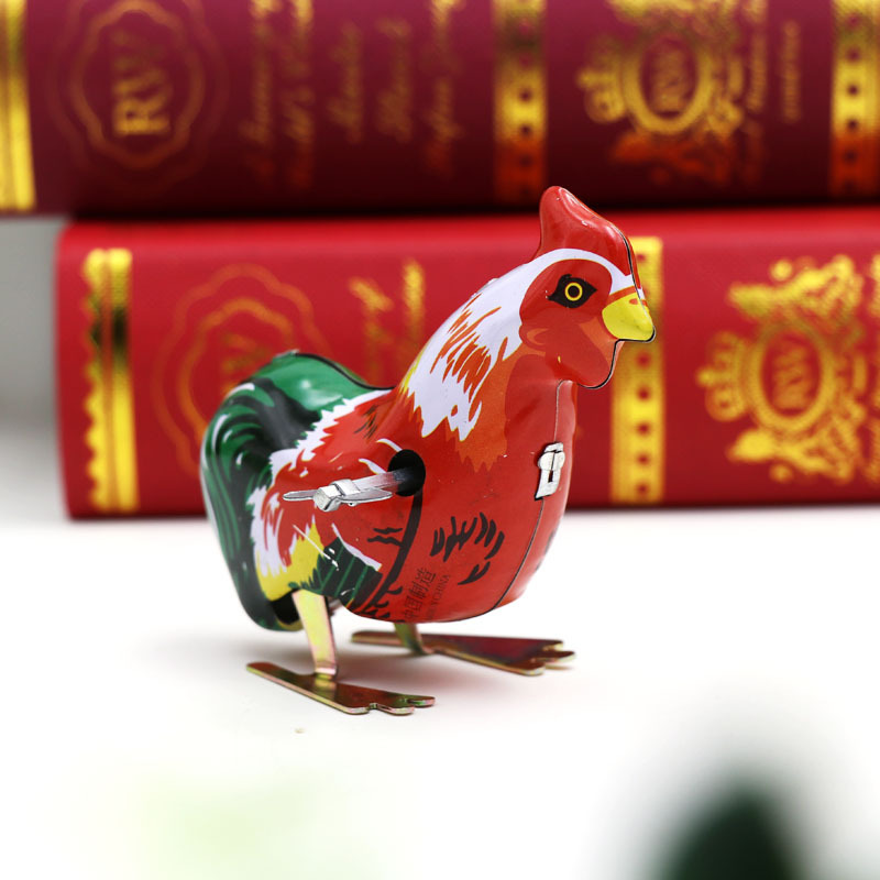 Gallo Catena Orologio Saltellante Pollo Anni '80 Ferro Nostalgico Giocattolo Mercato Notturno_voghion.com