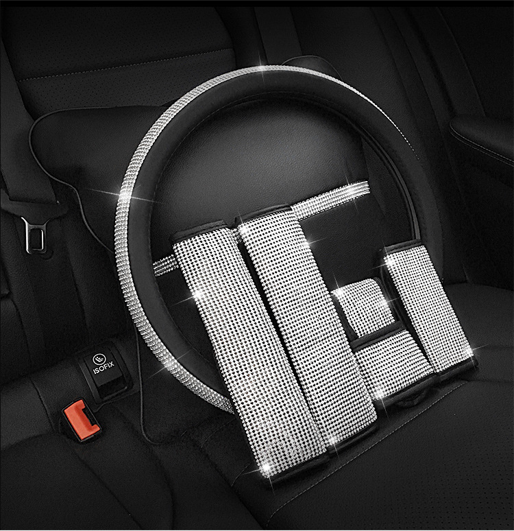 Cross-border car full diamond safety belt shoulder protective cover hand brake cover gear cover gear head car Diamond-embedded interior cover