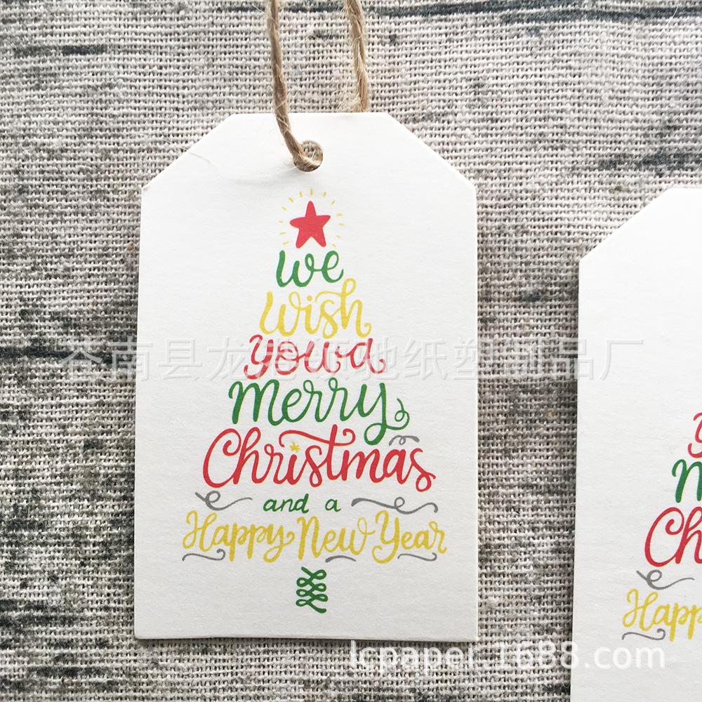 新款圣诞树创意圣诞新年祝福吊牌 礼物diy包装标签装饰