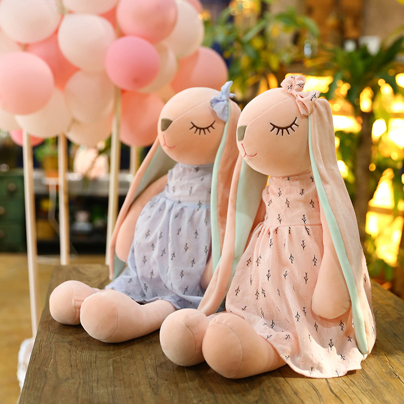 跨境新款兔子毛绒玩具安安兔长耳朵兔公仔安抚布娃娃儿童创意礼物