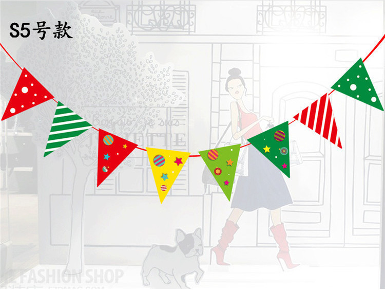 Decoraciones de Navidad Bandera de triángulo Feliz Navidad bandera colorida Bandera de doble cara Ventana de Navidad diseño familiar bandera colgante