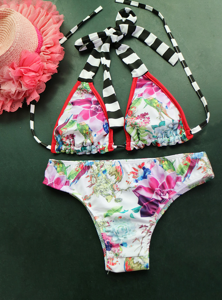 split sling sexy retro flower swimwear NSOY51860