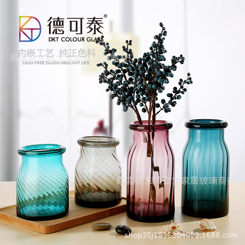 modern originality European style Like a breath of fresh air colour transparent Glass vase a living room television Restaurant flower arrangement desktop Decoration