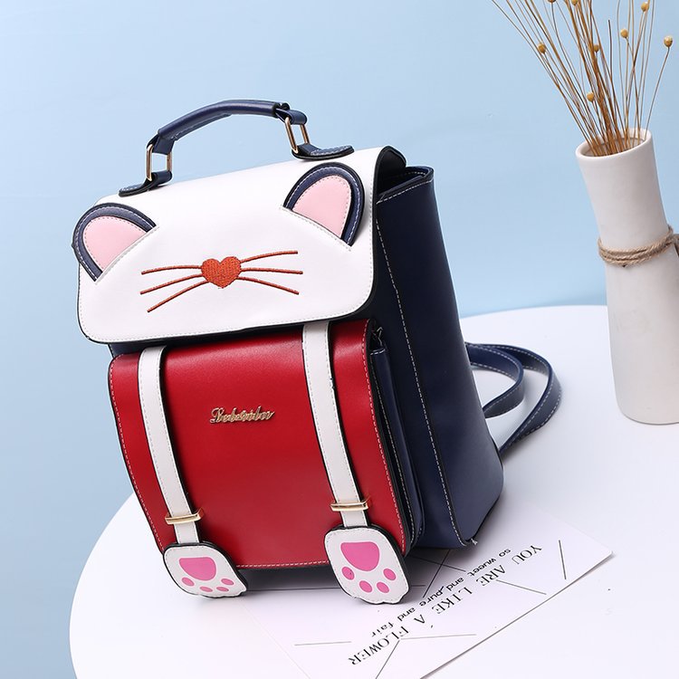 Japonais Mignon Drôle Trois-dimensions Chat Sac À Dos Personnalité Créative De Bande Dessinée Élève Des Animaux Main Cartable Femmes De Sac display picture 14