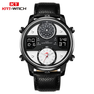 KT720新款运动男士手表 watch真皮表带防水夜光三机芯跨境手表