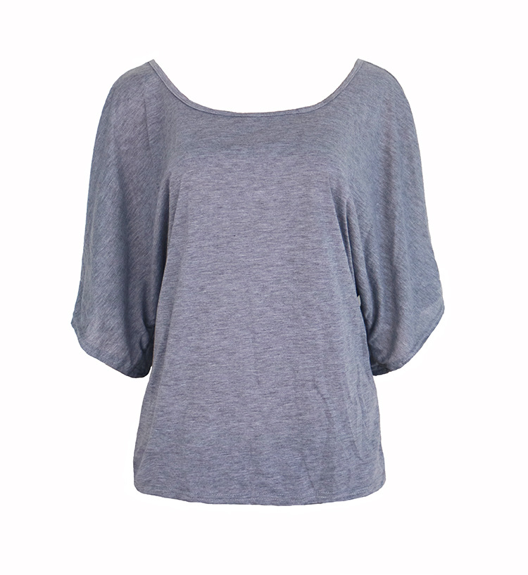 Irregular Backless Cross Front Loose T Shirt Three Quarter Sleeve Casual Style Comfortable Fabric Wholesale Available