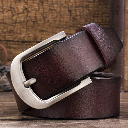 Cross-border supply men's belt pin buckle genuine leather men's belt pure cowhide youth antique belt factory direct sale