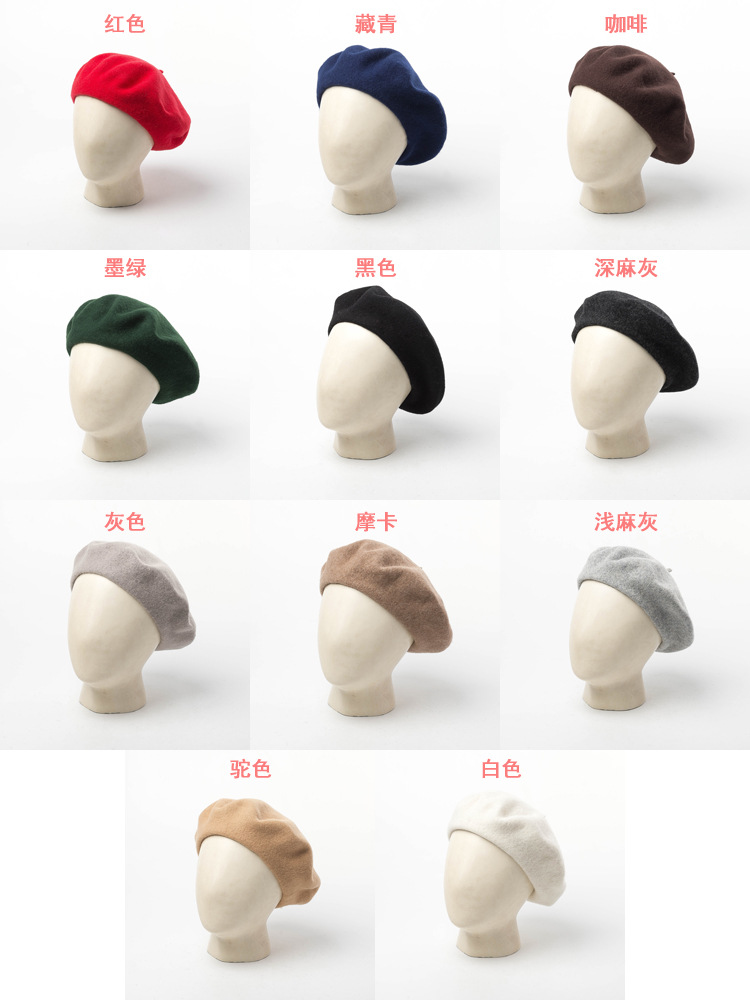 New European and American style woolen woolen large-sized berets for autumn and winter men and women, size L flower cap and painter cap, casual, fashionable and warm pic 13