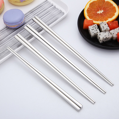 304不锈钢筷子 厂家直销方形防滑筷子家用镜面抛光筷酒店防烫筷子|ms