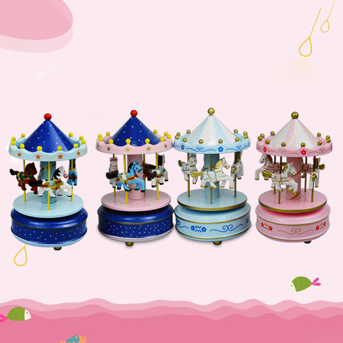 Situational cake decorations Carousel wooden music box Sky City Music Box Fondant cake decorations