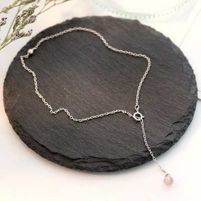 草莓晶腳鏈925純銀腳飾女森系可愛甜美氣質百搭韓國銀飾品4047