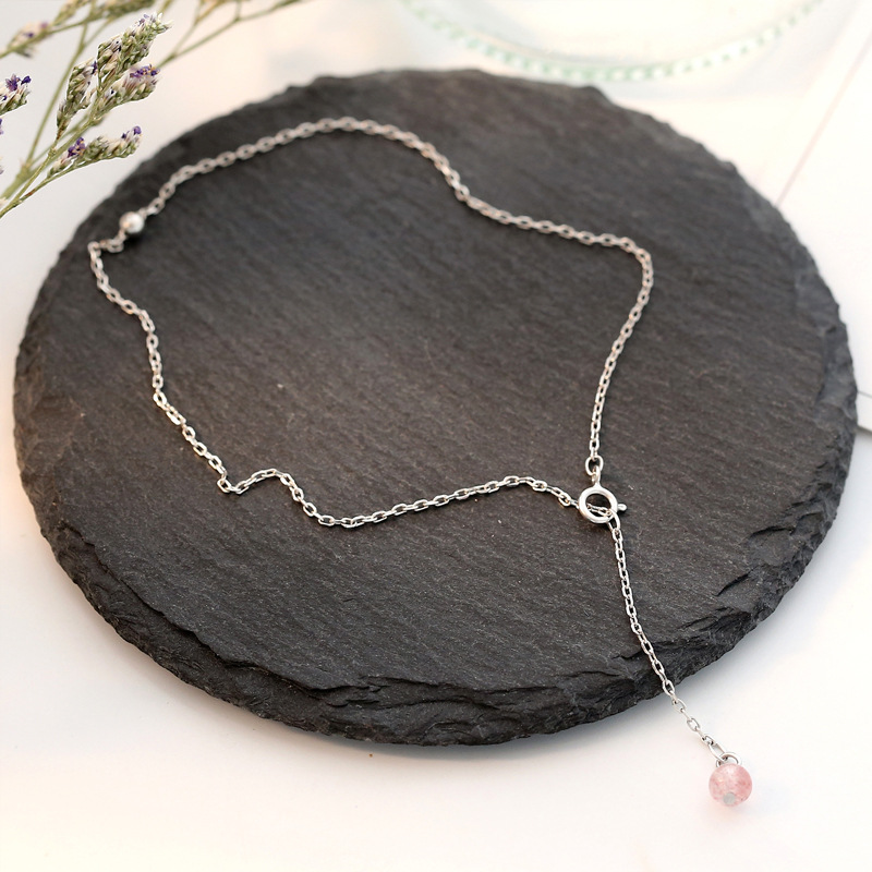 草莓晶腳鏈925純銀腳飾女森系可愛甜美氣質百搭韓國銀飾品4047