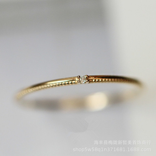 925 sterling silver plated with 14k gold manufacturer wholesale foreign trade style very simple zirconium diamond basic style ring commuting style