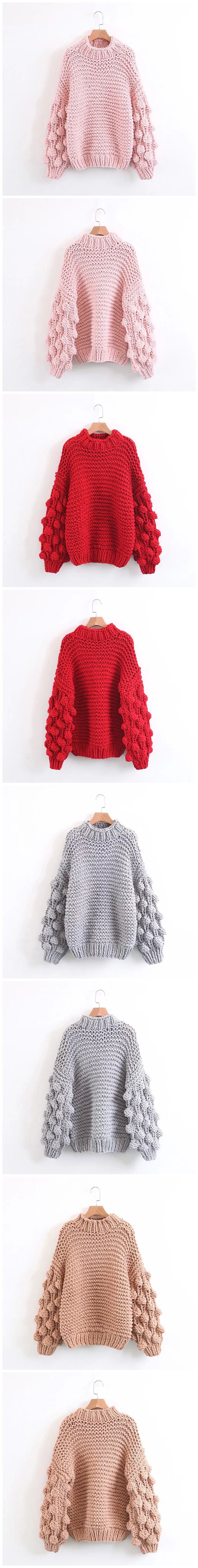 wholesale clothing vendors Nihaostyles three-dimensional ball thick stick knit sweater   NSYL67096