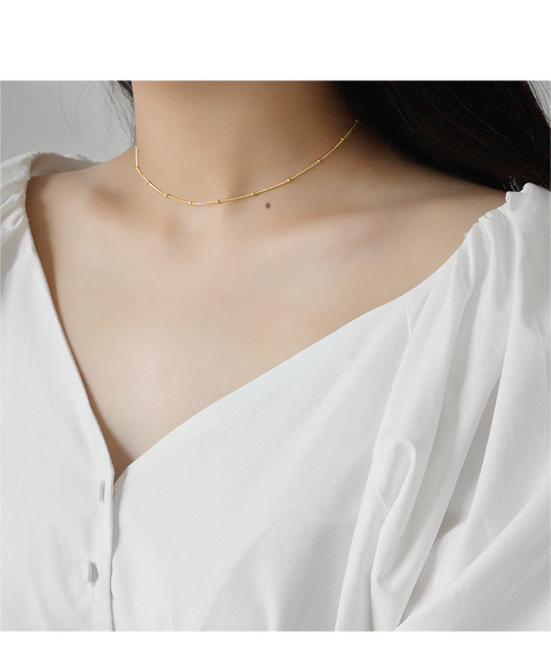 758 Korean Style S925 Sterling Silver Simple Choker Round Beads Beads Short Clavicle Necklace Charm Student Female display picture 5