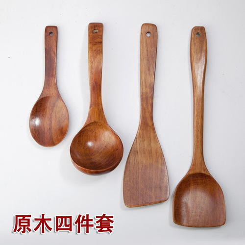 Wooden spatula for non-stick pots, rice spoon, wooden spatula, long-handled wooden spatula, stir-fry wooden spoon, household kitchen utensil set