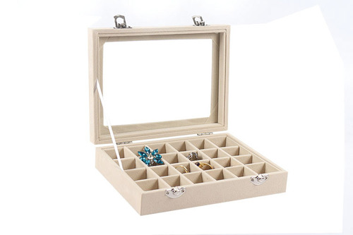 Covered glass flannel 24-grid storage tray small jewelry box manicure storage box ring box earring box wholesale