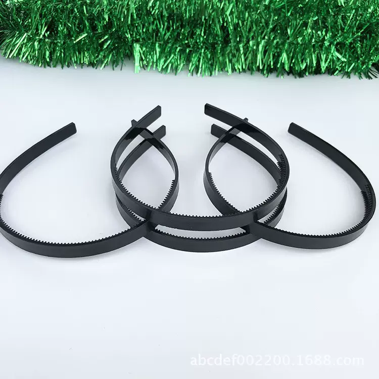 厂家直销 10mm平面有齿黑色环保塑料头箍 DIY配件 发箍配件批发