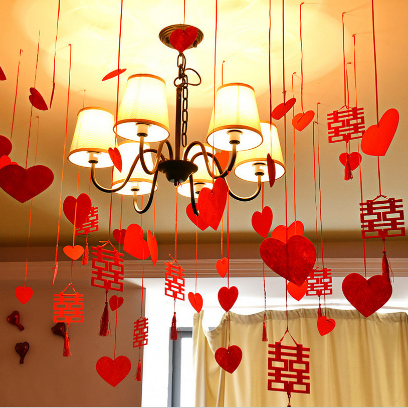 婚庆结婚用品个性创意婚礼新婚房装饰DIY无纺绒布拉花挂件吊坠