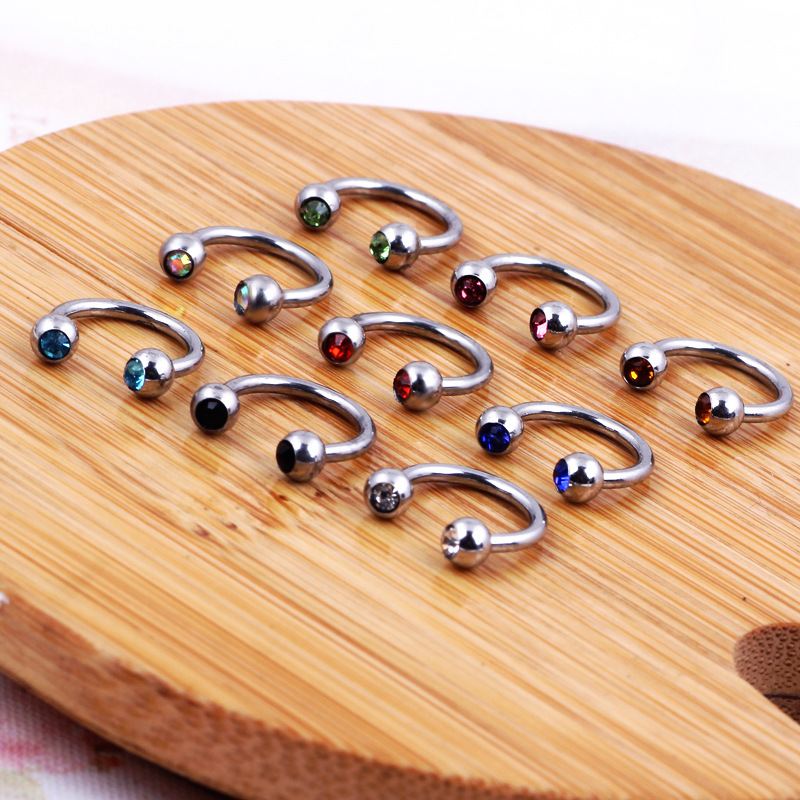 10-Pack Mixed Color Septum Nose Ring Hinged Segment Nail Piercing Jewelry Ear Studs for Women detail image 13