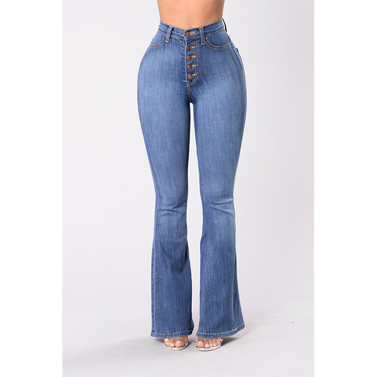 European And American Women's Jeans With High-waisted Studs And Wide Legs Trousers