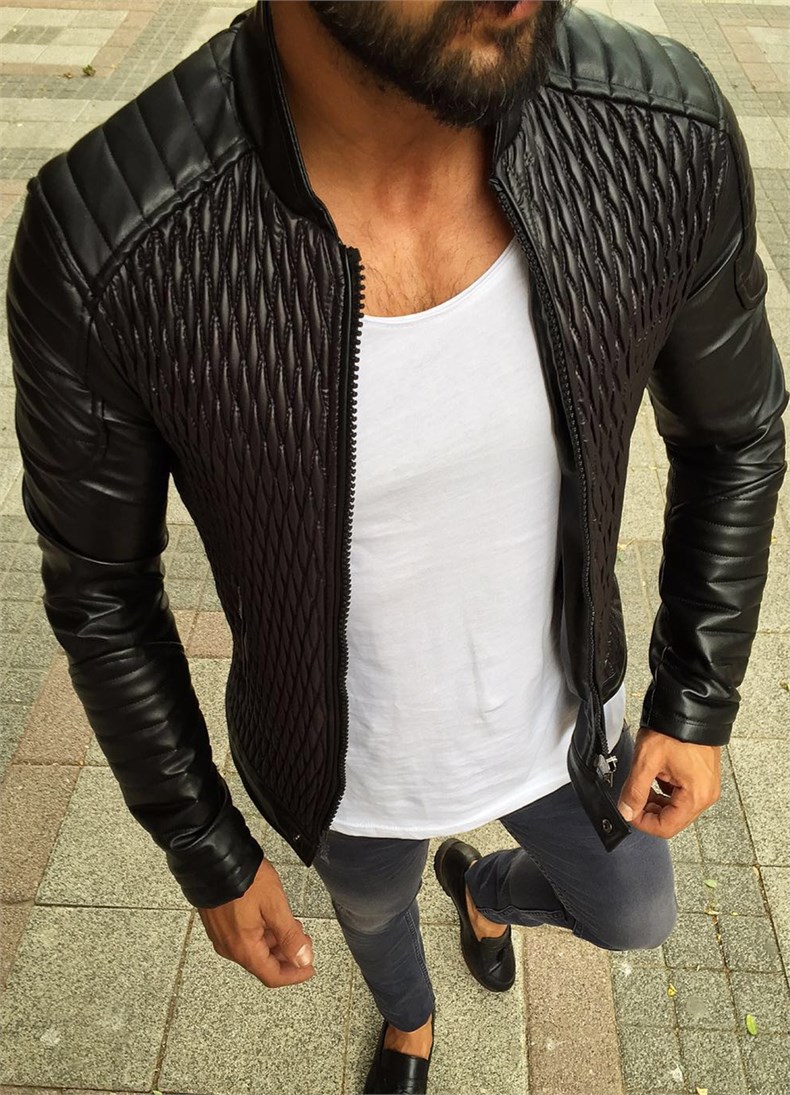 Fashion men leather jacket Spring autumn Casual PU coat mens motorcycle leather jacket New Male Solid color slim outerwear S-3XL