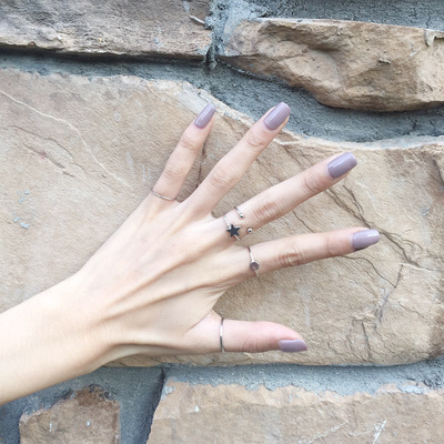 简约金属质感组合戒指五件套装个性潮人百搭曲线镶钻关节开口指环